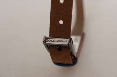 Shop Dolce & Gabbana Chic Suede Belt With Logo Engraved Women's Buckle In Brown
