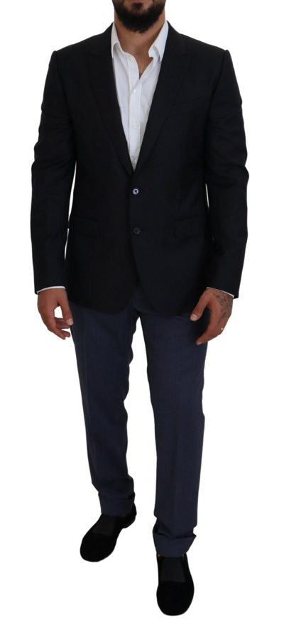 Shop Dolce & Gabbana Dark Blue Coat Jacket Martini Men's Blazer