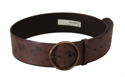 Shop Dolce & Gabbana Elegant Dark Brown Leather Belt With Logo Women's Buckle