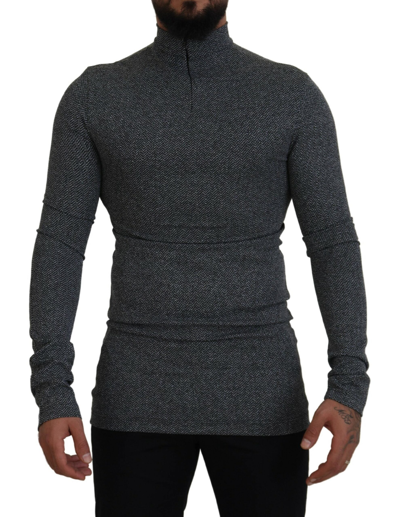 Shop Dolce & Gabbana Dark Gray Nylon Turtleneck Pullover Men's Sweater