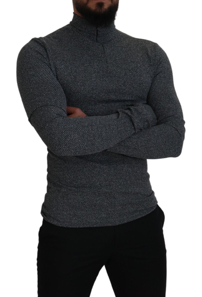 Shop Dolce & Gabbana Dark Gray Nylon Turtleneck Pullover Men's Sweater