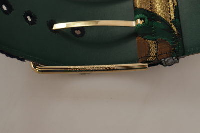 Shop Dolce & Gabbana Elegant Green Leather Belt With Logo Women's Buckle