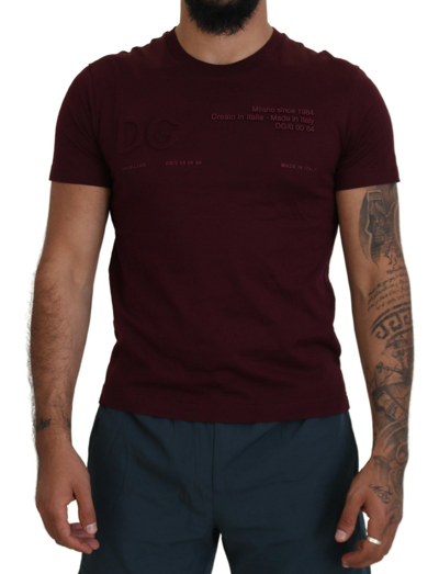 Shop Dolce & Gabbana Maroon Printed Short Sleeves Men Men's T-shirt
