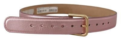Shop Dolce & Gabbana Elegant Metallic Pink Leather Women's Belt