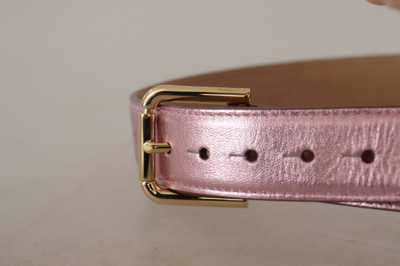 Shop Dolce & Gabbana Elegant Metallic Pink Leather Women's Belt