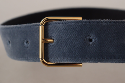 Shop Dolce & Gabbana Elegant Navy Velvet Designer Women's Belt In Navy Blue