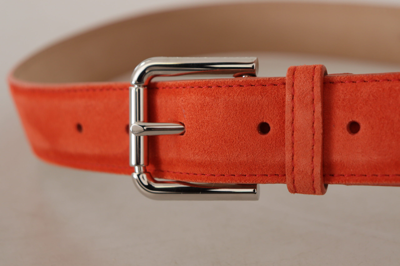 Shop Dolce & Gabbana Elegant Suede Leather Belt In Vibrant Women's Orange