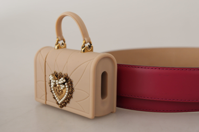 Shop Dolce & Gabbana Elegant Pink Leather Belt With Headphone Women's Case