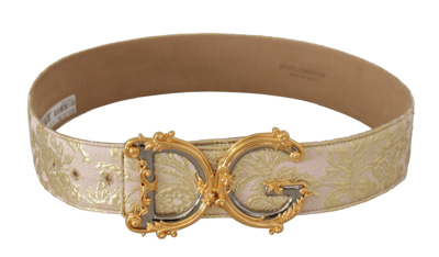 Shop Dolce & Gabbana Elegant Gold And Pink Leather Women's Belt