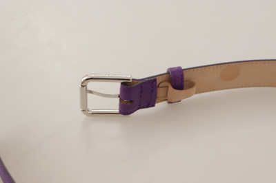 Shop Dolce & Gabbana Elegant Purple Leather Belt With Logo Women's Buckle