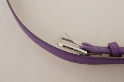 Shop Dolce & Gabbana Elegant Purple Leather Belt With Logo Women's Buckle