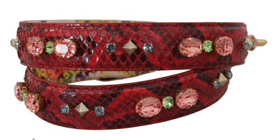Shop Dolce & Gabbana Elegant Red Python Leather Bag Women's Strap