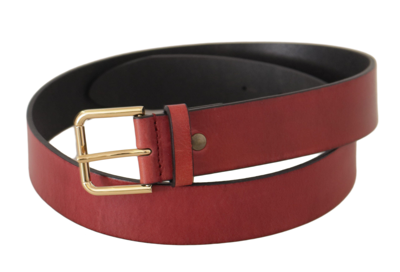 Shop Dolce & Gabbana Elegant Red Leather Belt With Engraved Women's Buckle
