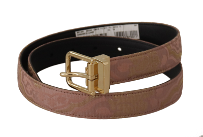 Shop Dolce & Gabbana Chic Rose Pink Leather Belt With Logo Women's Buckle