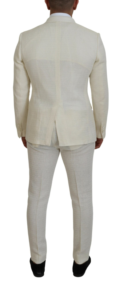 Shop Dolce & Gabbana White Double Breasted 2 Piece Taormina Men's Suit In Off White