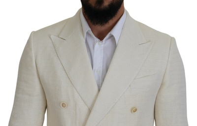 Shop Dolce & Gabbana White Double Breasted 2 Piece Taormina Men's Suit In Off White