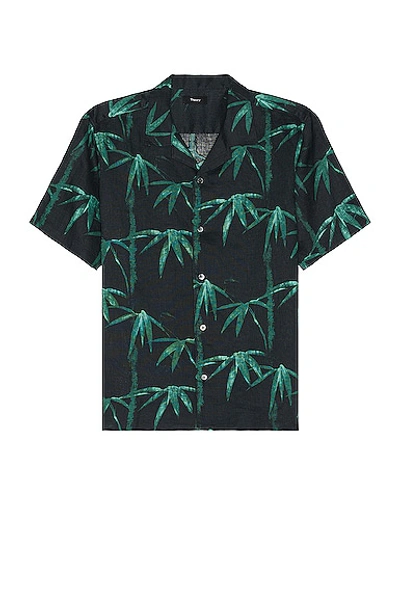 Shop Theory Beau Bamboo Shirt In Black & Cypress