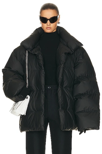Shop Balenciaga Wrap Puffer Jacket In Black