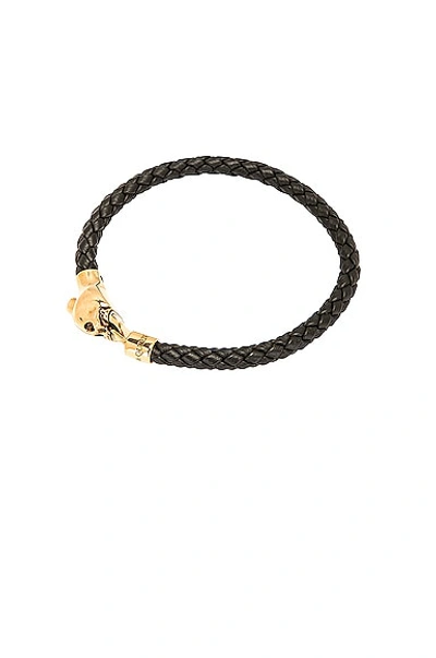 Shop Alexander Mcqueen Skull Chain Leather Bracelet In Black