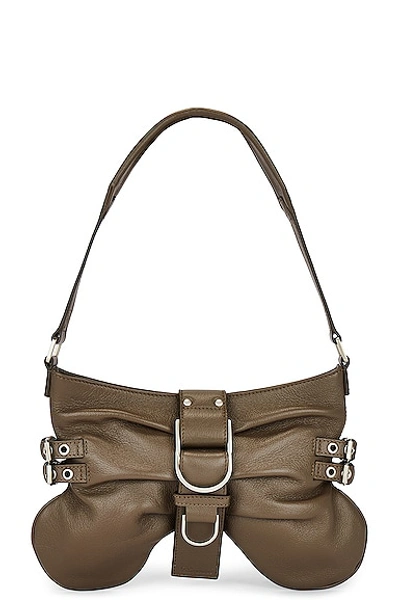 Blumarine Large Butterfly Leather Shoulder Bag In Dark Olive