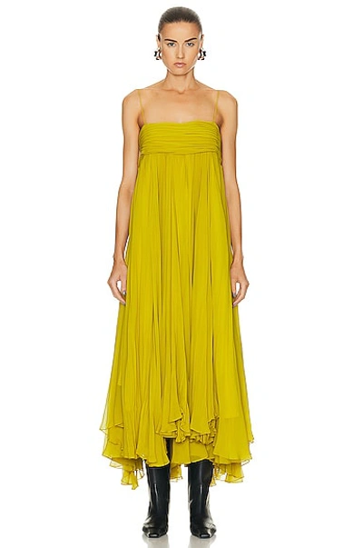 Shop Khaite Lally Dress In Chartreuse