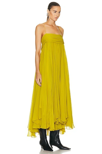 Shop Khaite Lally Dress In Chartreuse