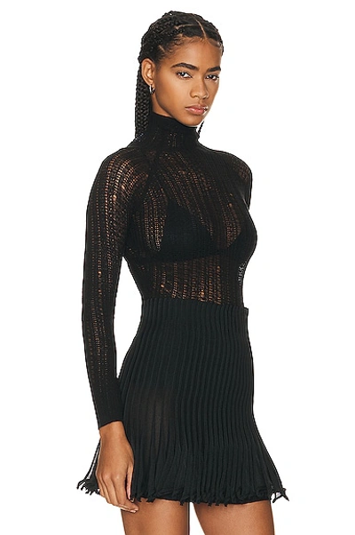 Shop Alaïa High Neck Top In Noir Ala?a