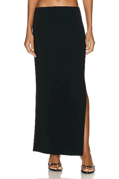 Shop Norma Kamali Side Slit Long Skirt In Black