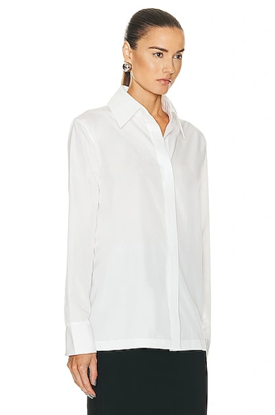 Shop Norma Kamali Nk Shirt W/ Collar Stand In Snow White