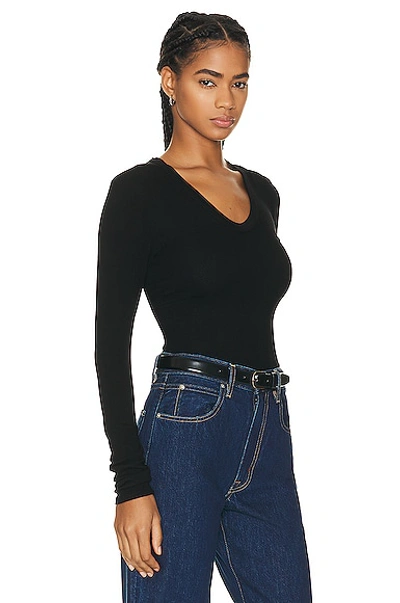 Shop Enza Costa Rib Bold Long Sleeve Top In Black