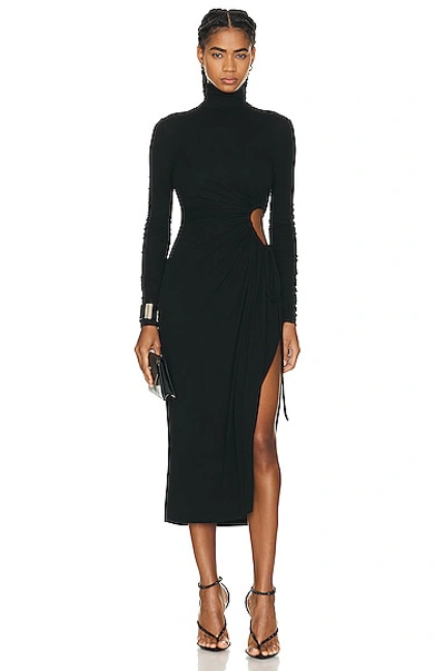 Shop Dolce & Gabbana Cut Out Midi Dress In Nero