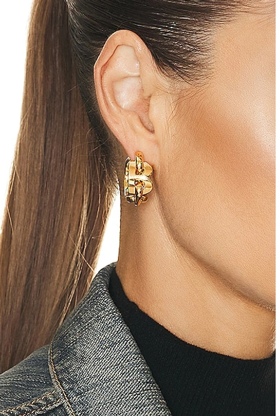 Shop Balenciaga B Chain Hoop Earrings In Shiny Gold
