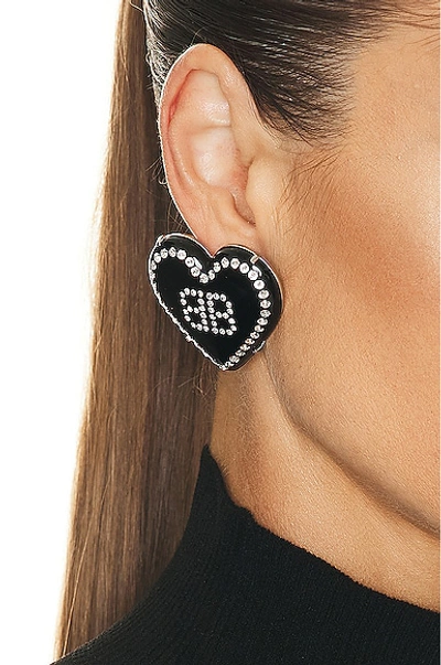 Shop Balenciaga Crush 2.0 Earrings In Black  Silver  & Crystal