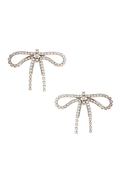 Shop Balenciaga Archive Ribbon Earrings In Silver & Crystal