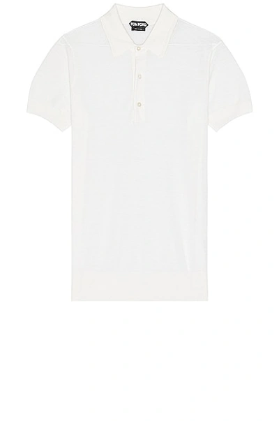 Shop Tom Ford Piquet Short Sleeve Polo In Chalk