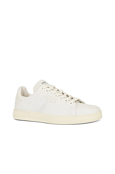 Tom Ford 'waiwick' White Low Top Sneakers With Perforated Logo On The Side And Logo Patch On The Tongue In Butter & Cream