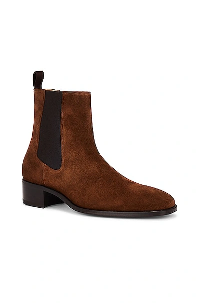 Tom Ford 40mm Suede Ankle Boots In Burnt