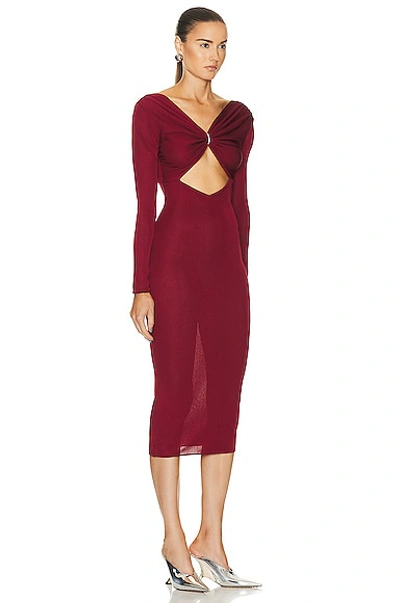 Shop Alexandre Vauthier Knit Maxi Dress In Cinnabar Red