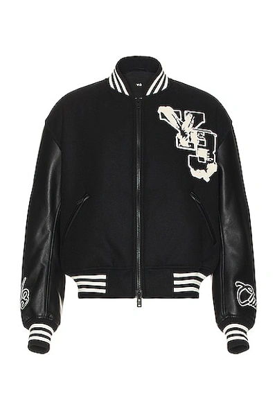 Shop Y-3 Letterman Jacket In Black,black