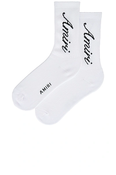 Shop Amiri Script Tube Sock In White