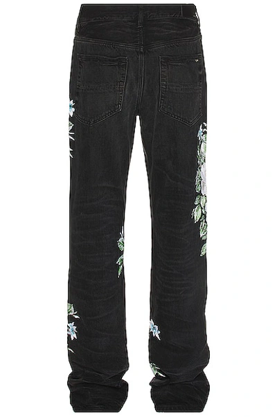 Shop Amiri Floral Straight Jean In Faded Black