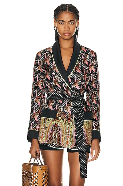 Shop Etro Belted Sweater In Nero