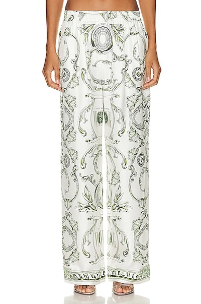 Shop Alexander Wang Silk Pant In Ivory & Green