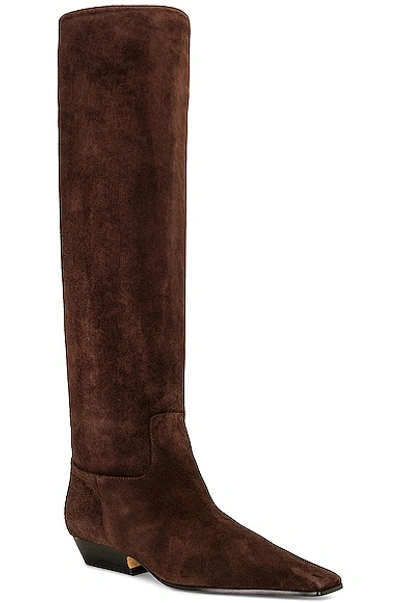 Shop Khaite Marfa Classic Flat Knee High Boot In Coffee