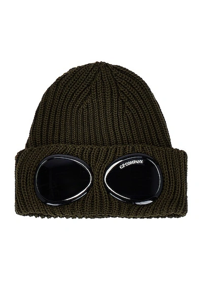 Shop C.p. Company Extrafine Merino Wool Goggle Beanie In Ivy Green