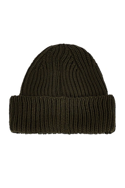 C.p. Company Green Goggle Beanie With Turn-up Brim In Cotton Man In Ivy Green