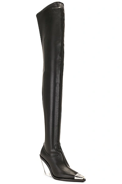 Shop David Koma Metal Nose & Transparent Heel High Boot In Black