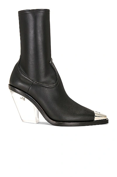 Shop David Koma Metal Nose & Transparent Heel Ankle Boot In Black