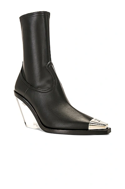 Shop David Koma Metal Nose & Transparent Heel Ankle Boot In Black