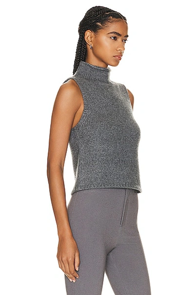 Shop Sablyn Marceline Sleeveless Cashmere Turtleneck Vest In Thunder